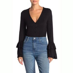 NWT Chaser Layered Ruffle Sleeve Glitter Bodysuit